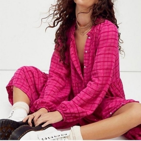 Free People Edie Maxi Dress - Vibrant Hot Pink - Picture 4 of 15